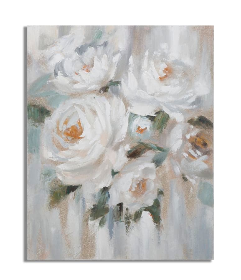 Pintura Sobre Tela Crem Flor Cm 80x3,7x100