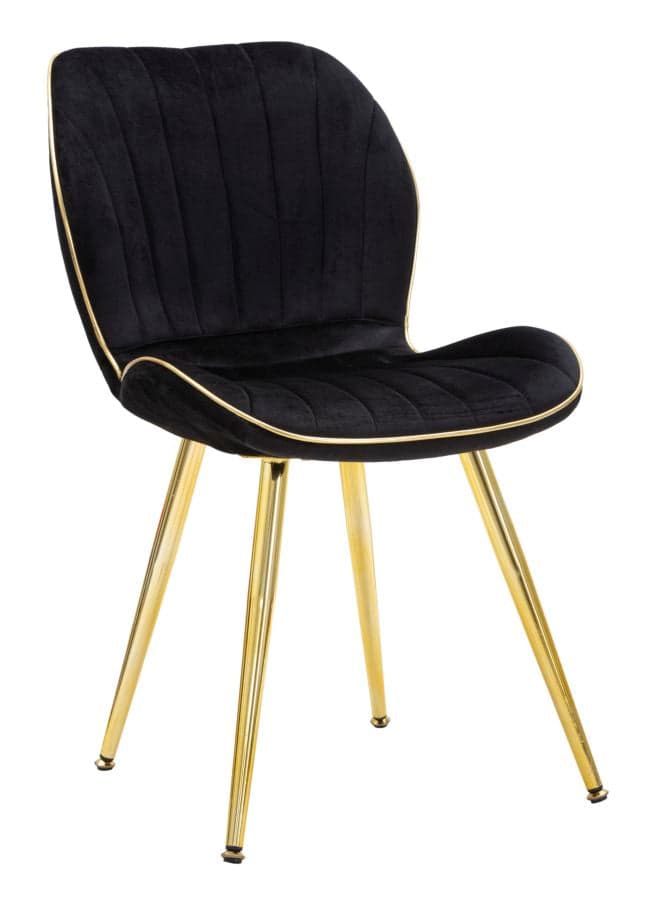 Cadeira Paris Space Preta Dourado Conjunto 2 Un. Cm 46x58x77