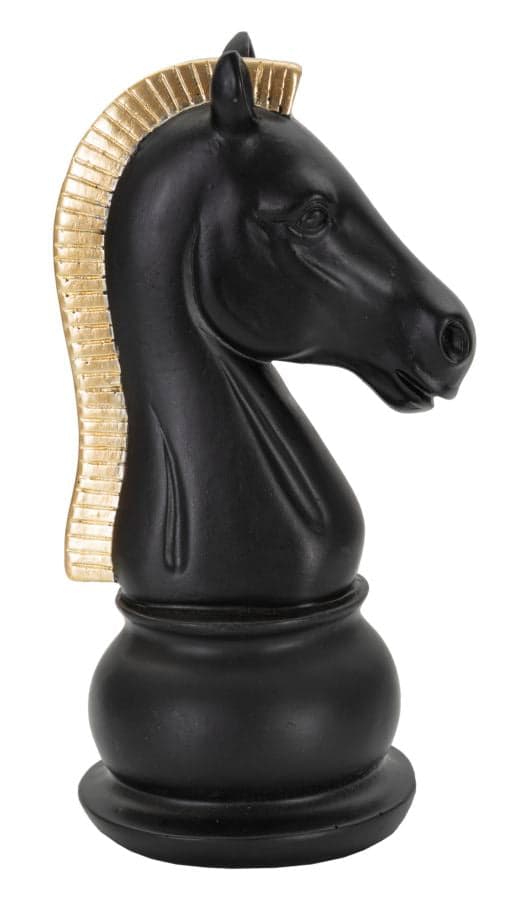 Cavalo Preto E Dourado Cm 10,5x8,5x19