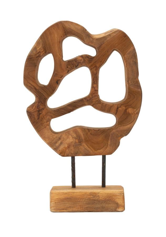 Escultura Lubang em Teca Reciclada Cm 25x10x38