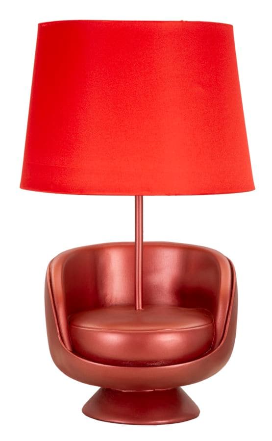 Candeeiro de Mesa de Cabeceira Midcentury Rossa Cm ø 26x43