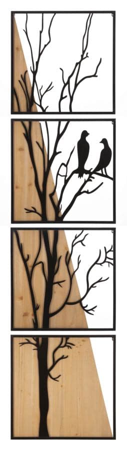 Painel de Parede Bird Ferro E Wood Conjunto 4pz 50x2x200 (50x2x50)