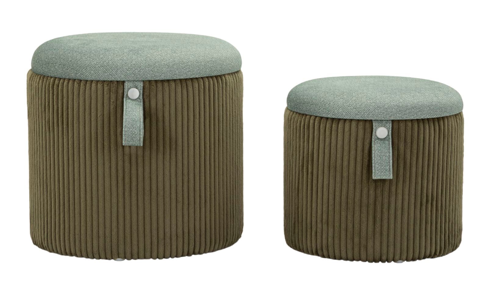 Pufe com Recipiente Bolzano Verde Conjunto 2 Un. Cm ø 38x38-32x28