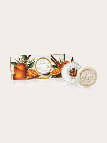 Sabonetes Artesanais Laranja e Canela Esculpidos com Lírio 3 x 100g FIORENTINO