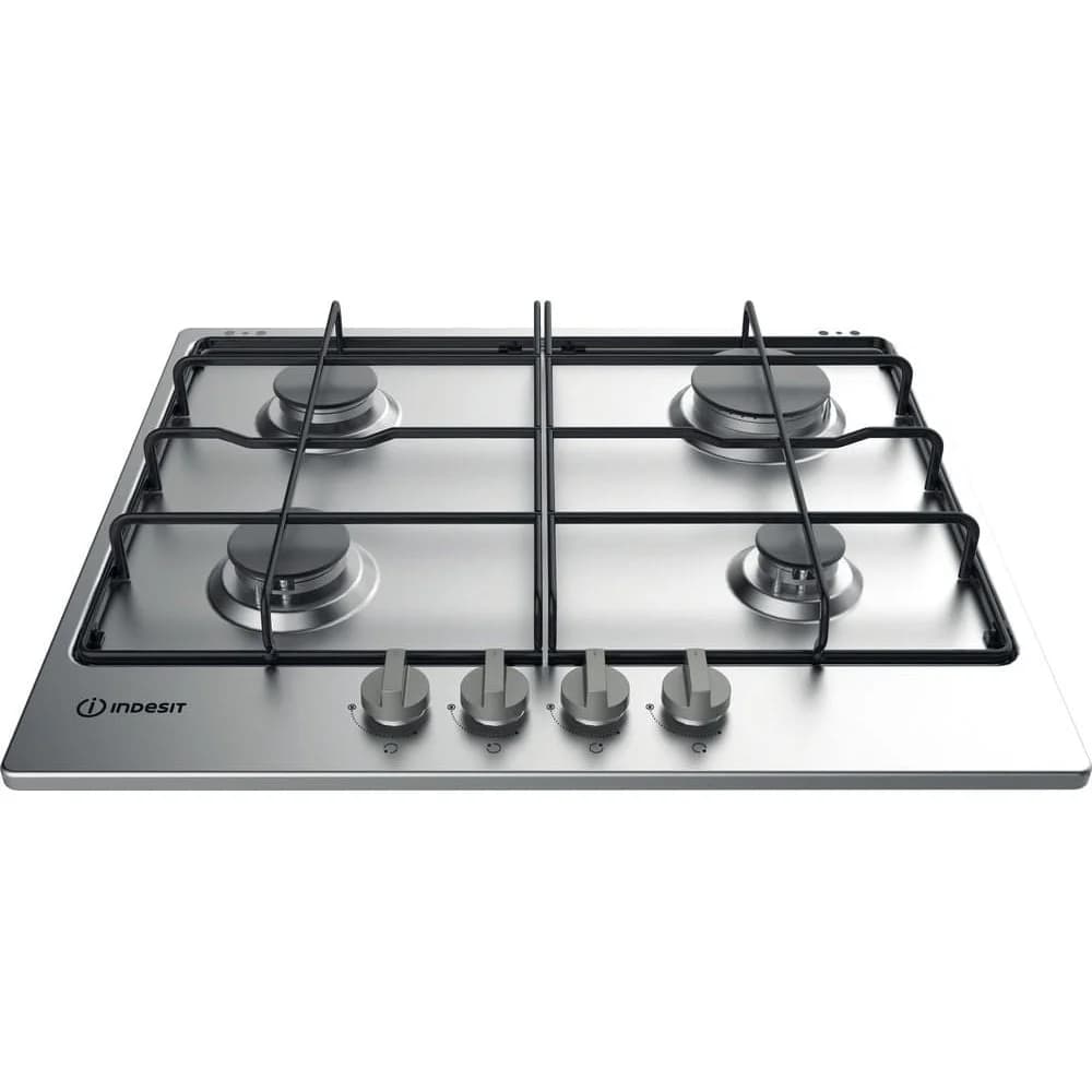 Indesit THP 642 IX/I Preto, Aço inoxidável Encastre 58 cm Gás 4 zona(s)