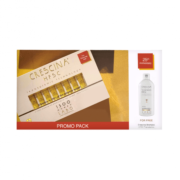 Crescina Transdermic HFSC Re-Growth 1300 para Mulher 20 amp + Crescina Transdermic HFSC Shampoo para Mulher 200ml