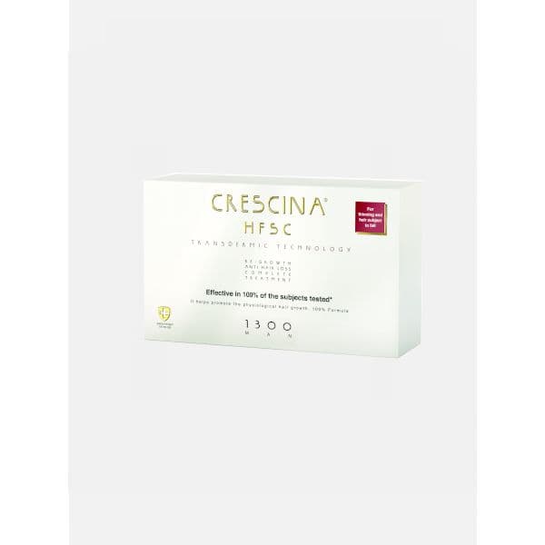 Crescina HFSC Transdermic 100% - 1300 Tratamento Completo Homem 10 + 10 Ampolas