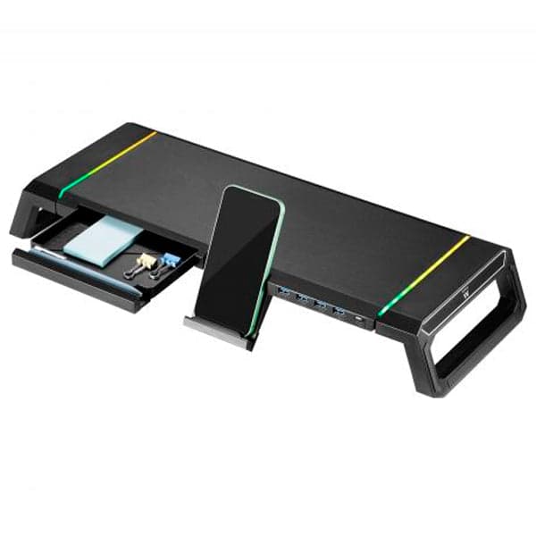 Ewent Base para EW1268 Foldable RGB c/ Hub USB 3.0 Preto