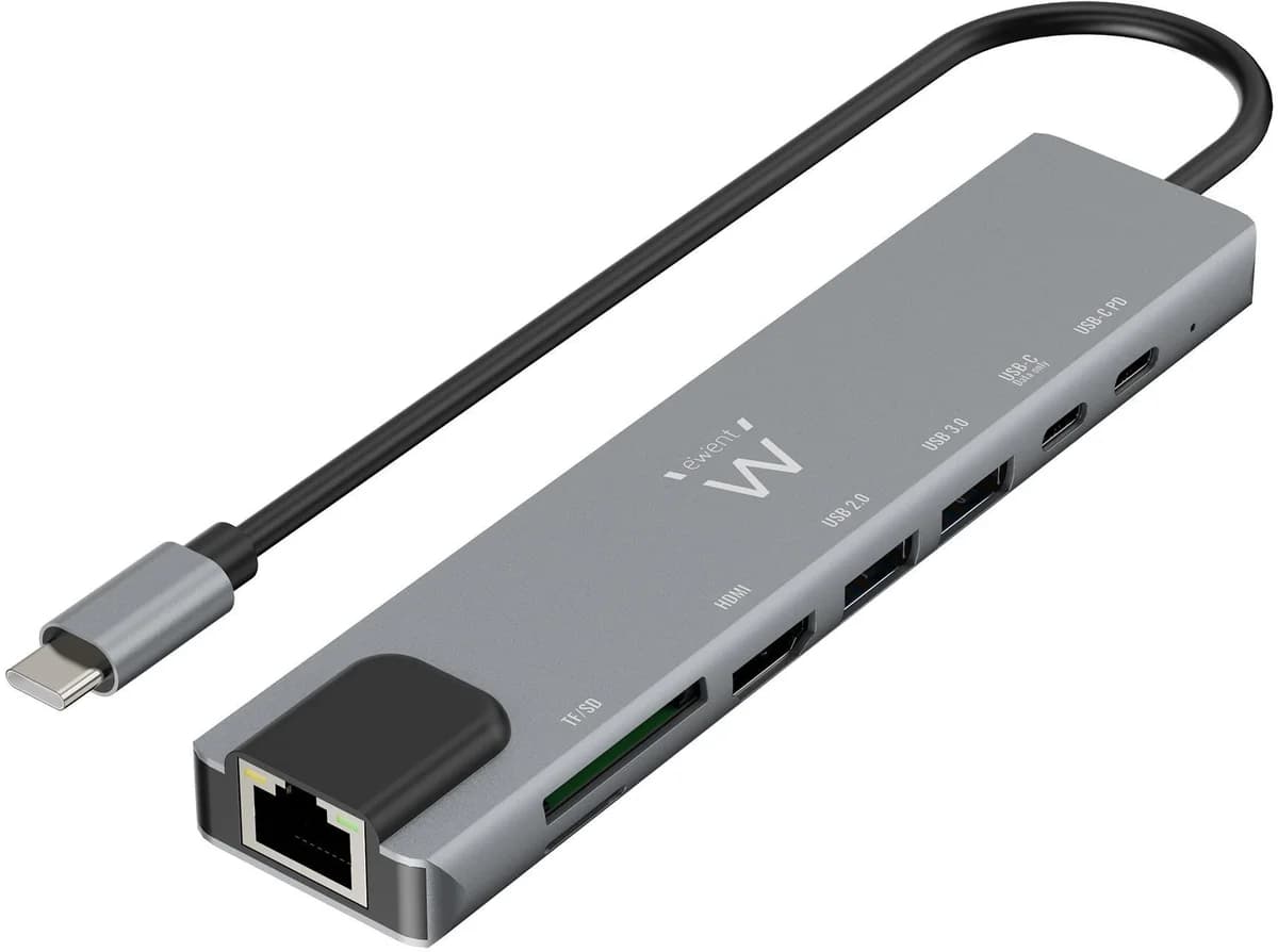 Ewent HUB USB-C EW1146 8-Port Cinza