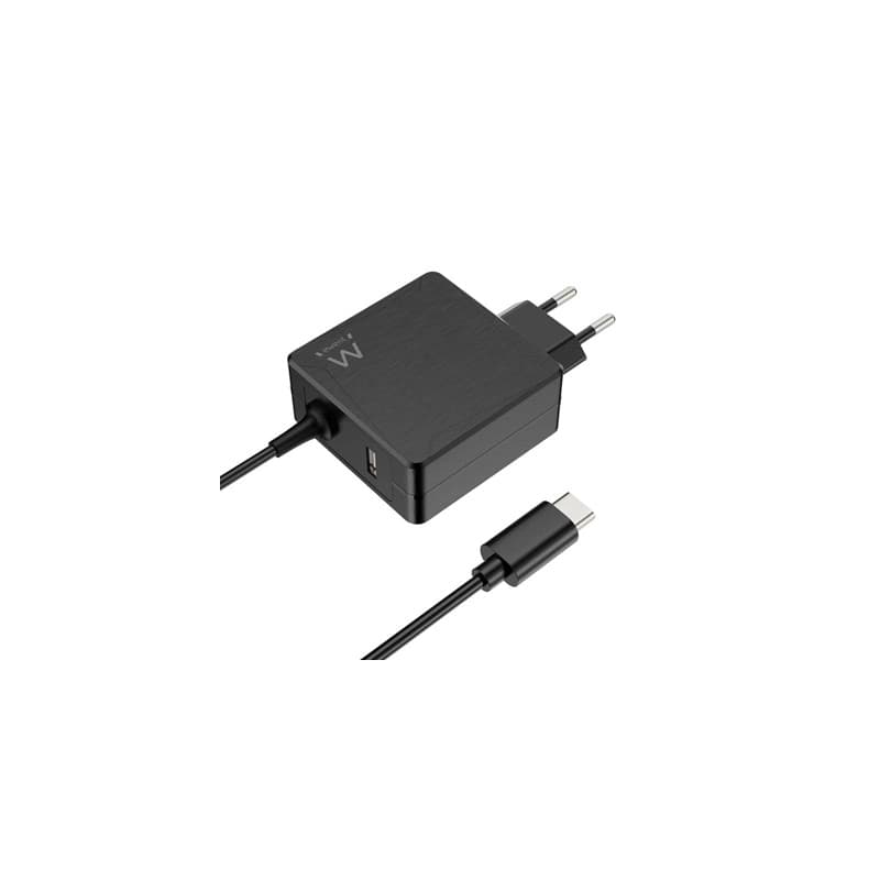Carregador de Portátil Ewent USB-C + 1-Porta USB-A PD 45W Preto