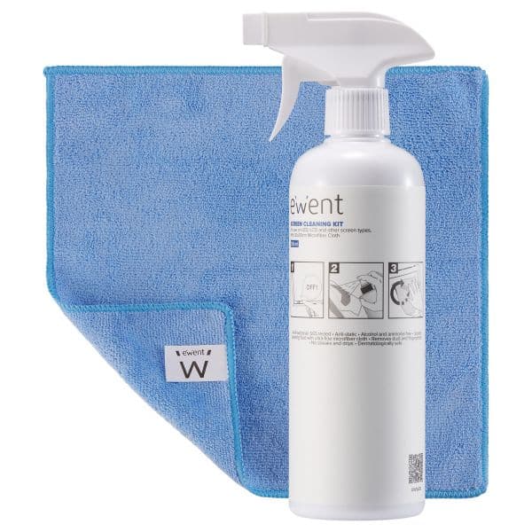 Ewent EW5678 Kit Limpeza Universal Ecrãs Spray 500ml Panos Microfibras 30x30cm
