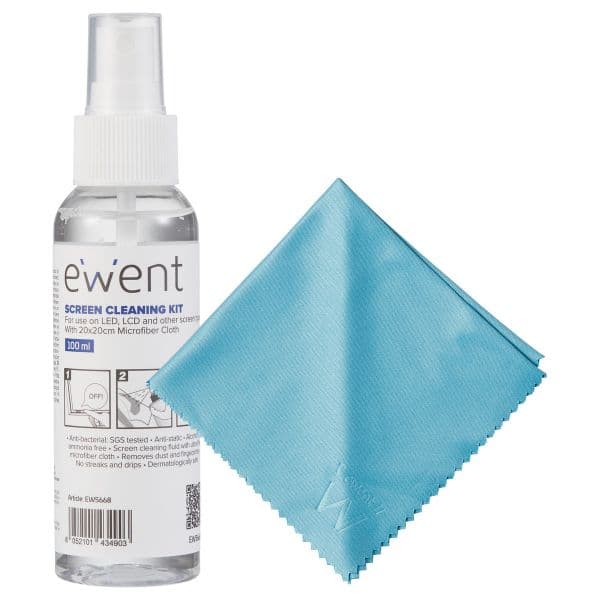 Ewent Kit Limpeza EW5668 p/ Ecrã (100ml+Pano) - EW5668