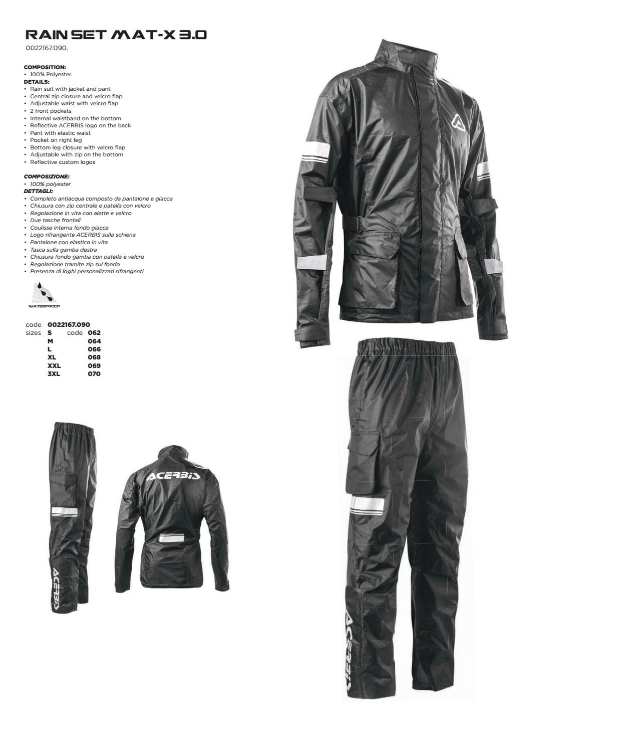 FATO CHUVA ACERBIS MAT-X 3.0 2PCS PR XL