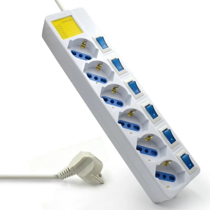Régua Ewent 6 Tomadas 16A com Switch Individual On/Off 1.5 M Branco