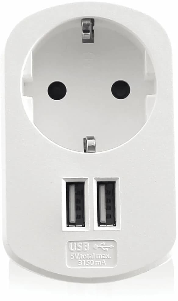 Carregador Tomada Ewent com Shucko + 2 Portas USB 3.1A (15.5W) Branco