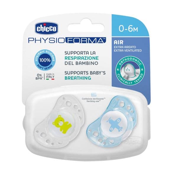 Chicco Chupetas Physio Air Silicone 0m+ Blue