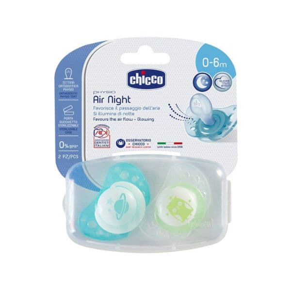 Chicco Physio Air Chupeta Silicone Luminosa 0-6M 2 Unidades