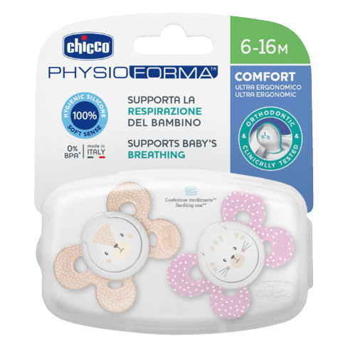 CHICCO CHUPETA PHYSIO COMFORT ROSA 6-16M X2