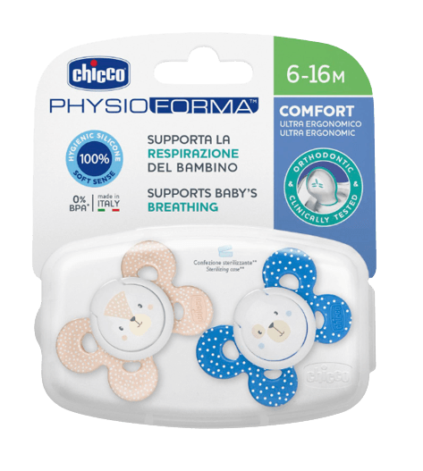 Chicco Chupeta Physio Comfort Silicone Boy 6-16M 2 un.