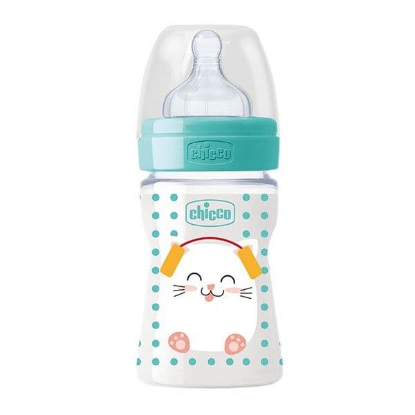 Chicco Biberão Passeio WellBeing Silicone 0m+ 150ml Pop Friends Gato