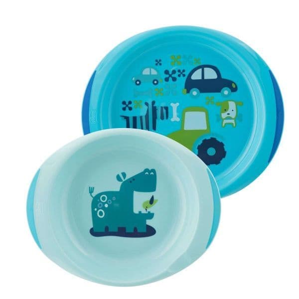 Chicco Conjunto de Pratos Azul 12m+