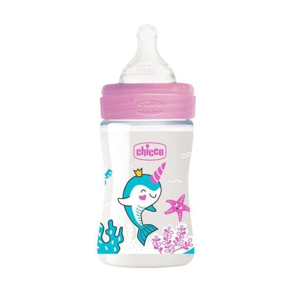 Chicco Biberão Well Being Rosa Silicone Fluxo Lento 0M+ 150ml