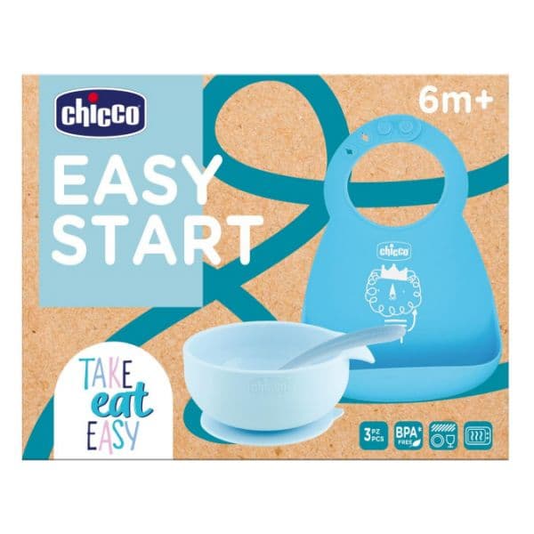Chicco Conjunto de Papa Silicone Azul 6m+