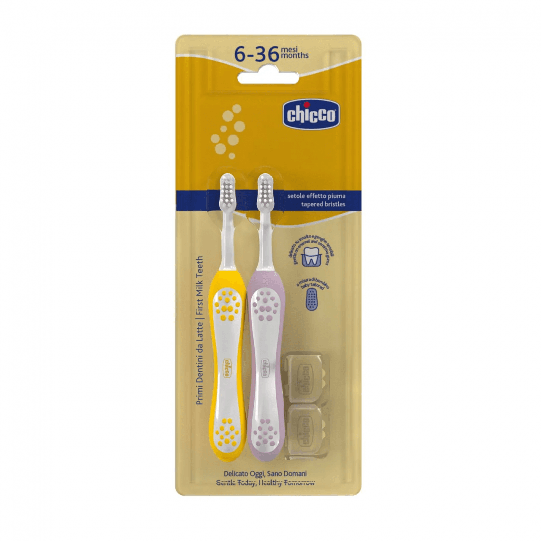 Chicco Packs Escovas de Dentes 6-36 Meses Lilás + Mostarda