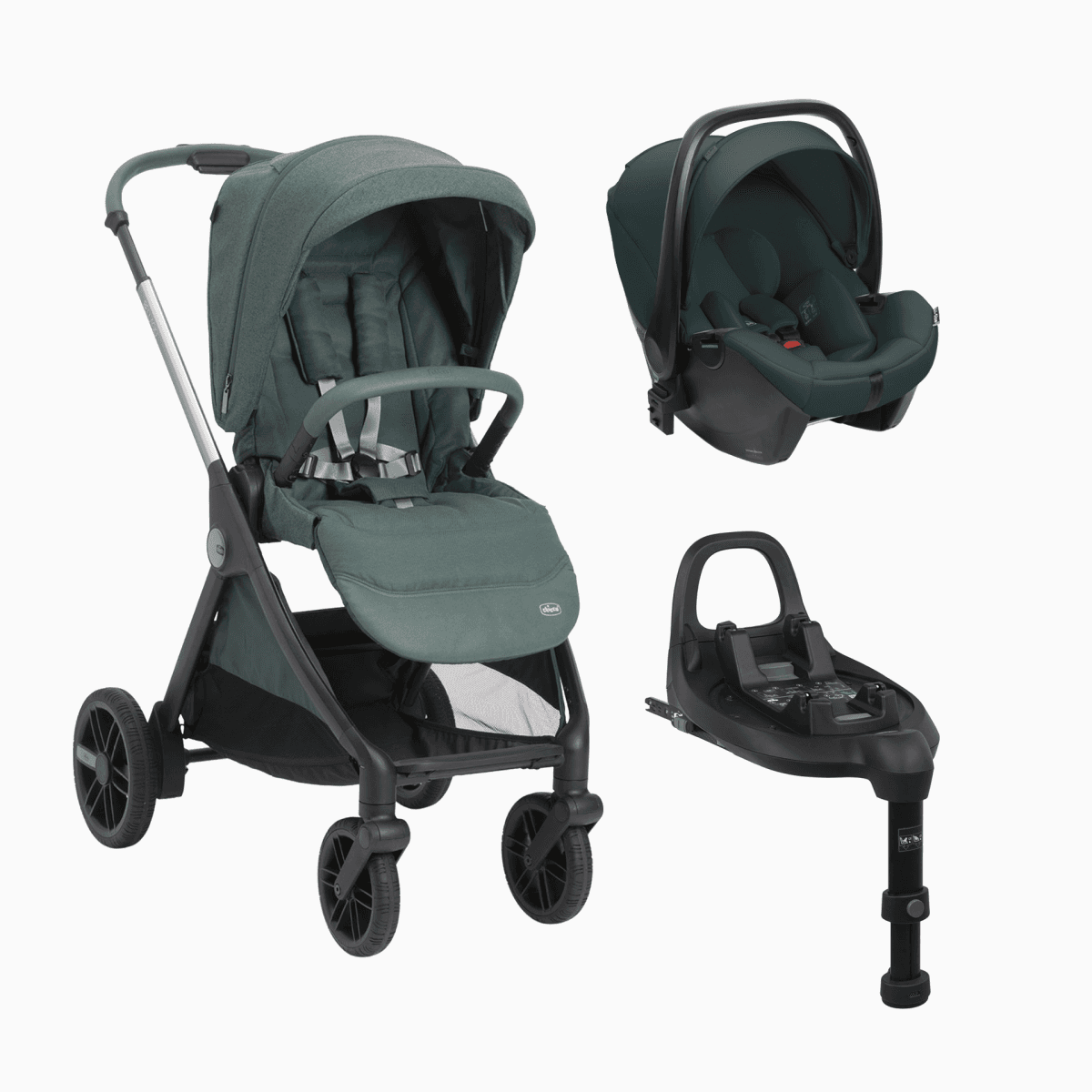 Trio Chicco Bellagio 2.0 + First Seat Recline + Alcofa flexi Fir Tree