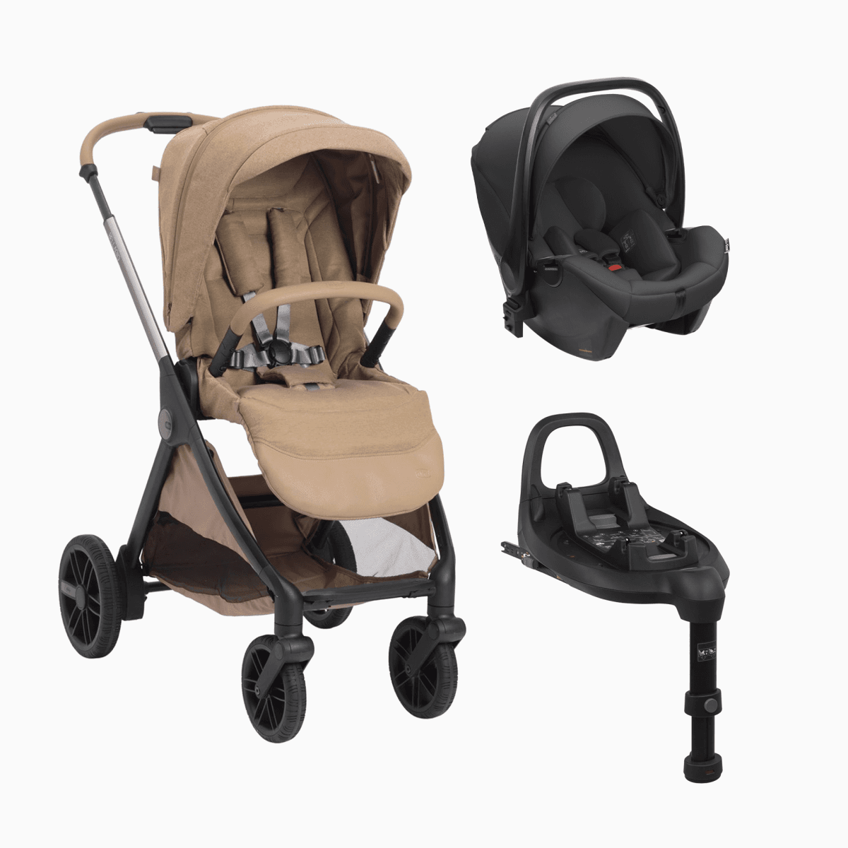 Trio Chicco Bellagio 2.0 + First Seat Recline + Alcofa flexi Caramel