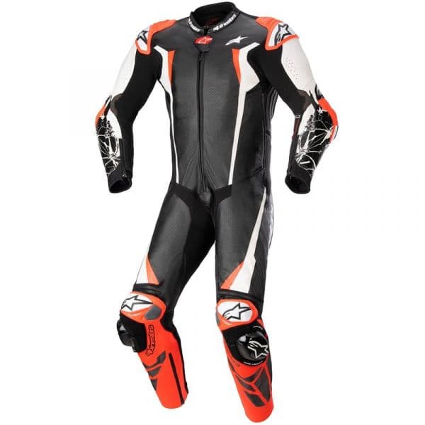 Alpinestars Fato De Couro Racing Absolute V2 Professional Black / White / Red Fluo 48