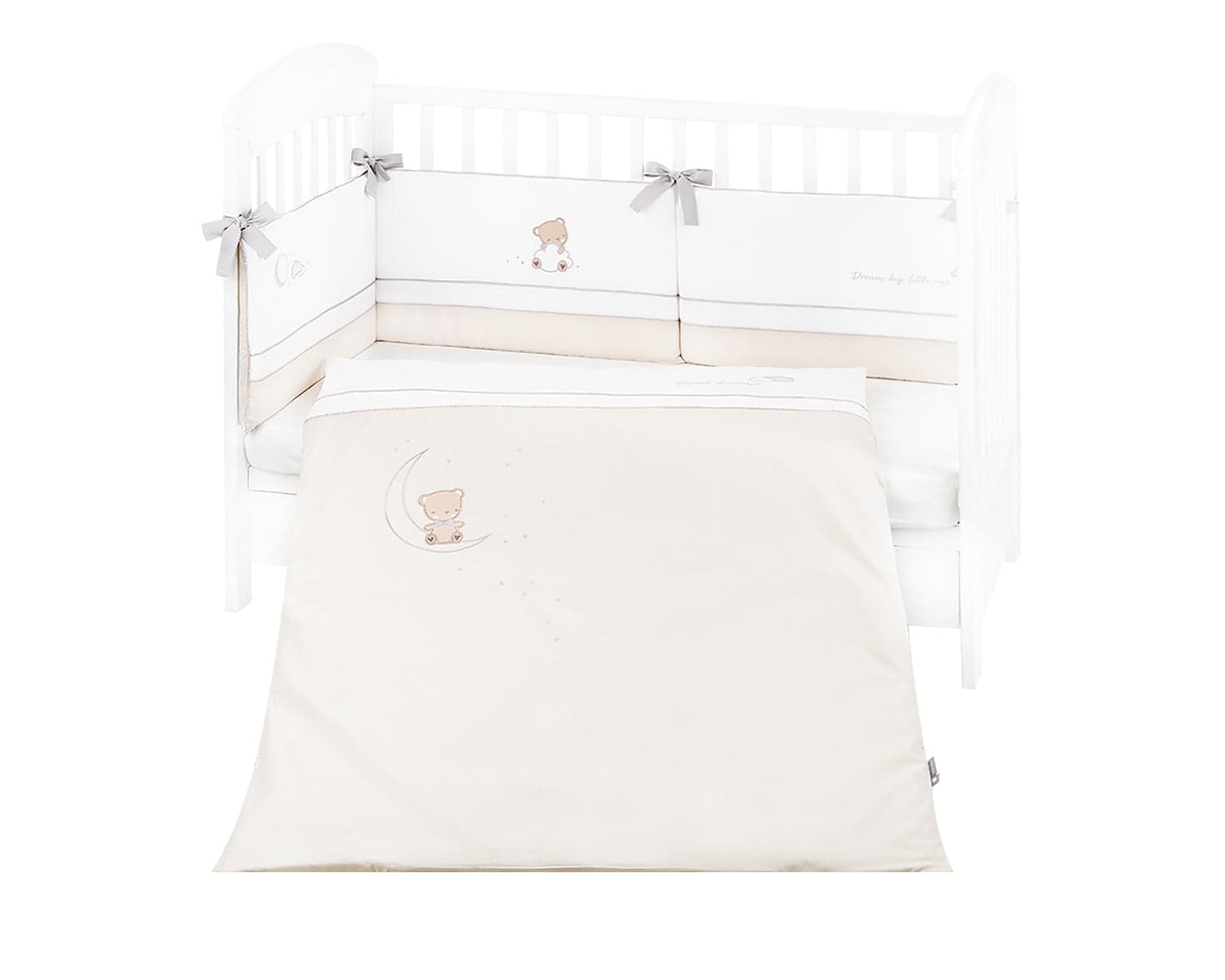 Conjunto de cama bordado de 2 peças estilo UE 70/140 Dream Big Bege Kikkaboo