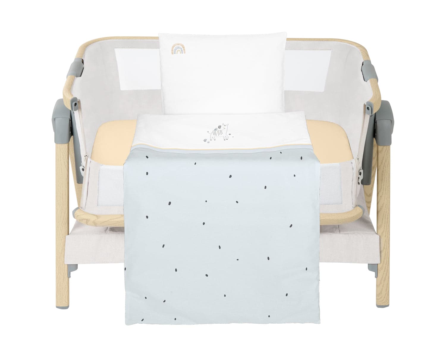 Conjunto de cama para berço mini Stripy Friends de 5 peças Kikkaboo