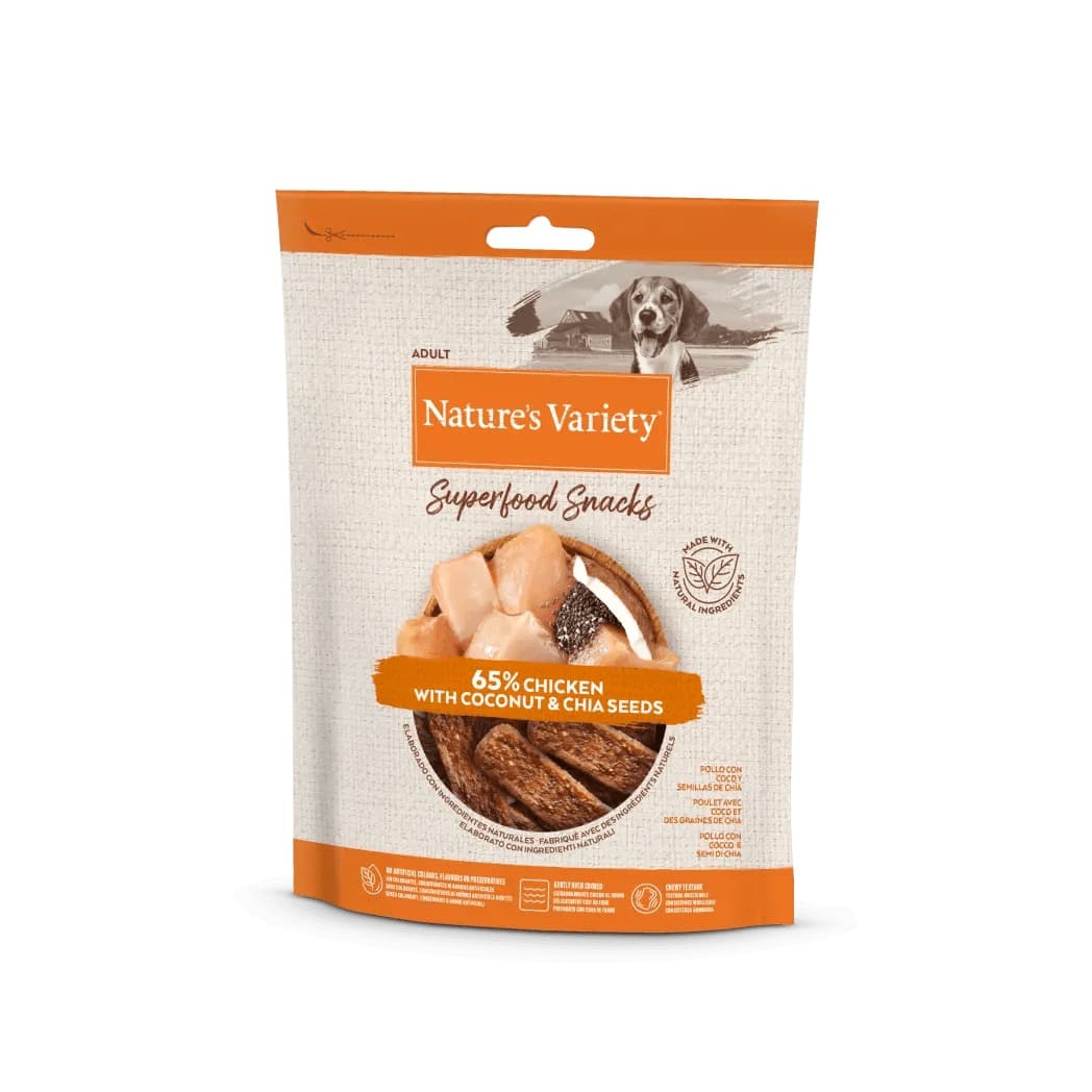 Nature's Variety Superfood Snack Frango & Coco & Sementes de Chia 85g