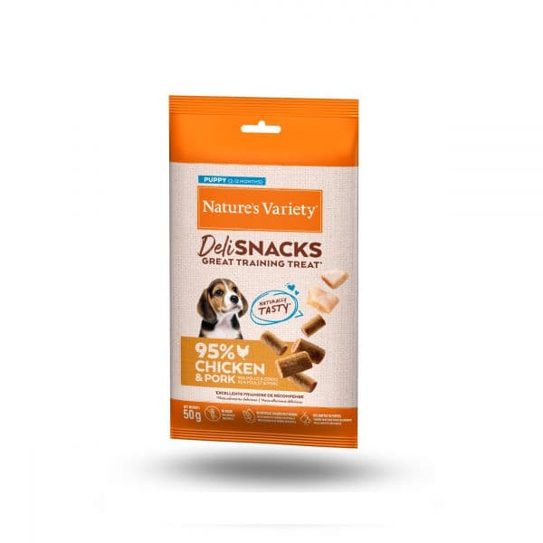 Nature's Variety Dog Puppy Deli Snacks Frango e Porco 50g