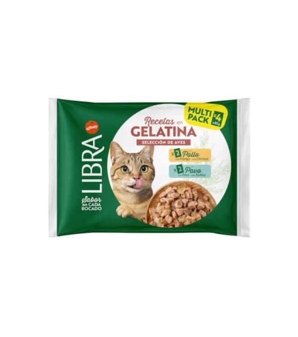 Libra Seleção de Aves 85gr (pack 4 Saquetas) Frango e Peru em Gelatina Alimento Húmido para Gato - Campet