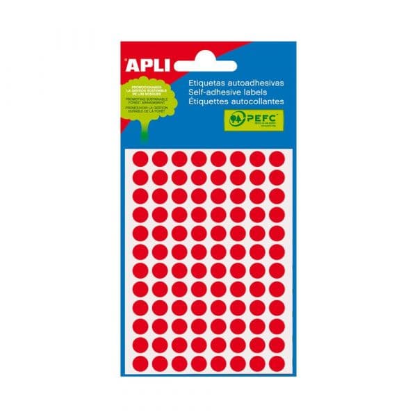 Apli Etiquetas Redondas Ø 8mm Vermelho Fluorescente 288 Unidades