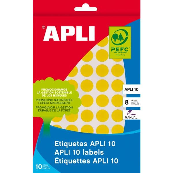Etiquetas Cantos Redondos Apli Amarelo 19 - 02742