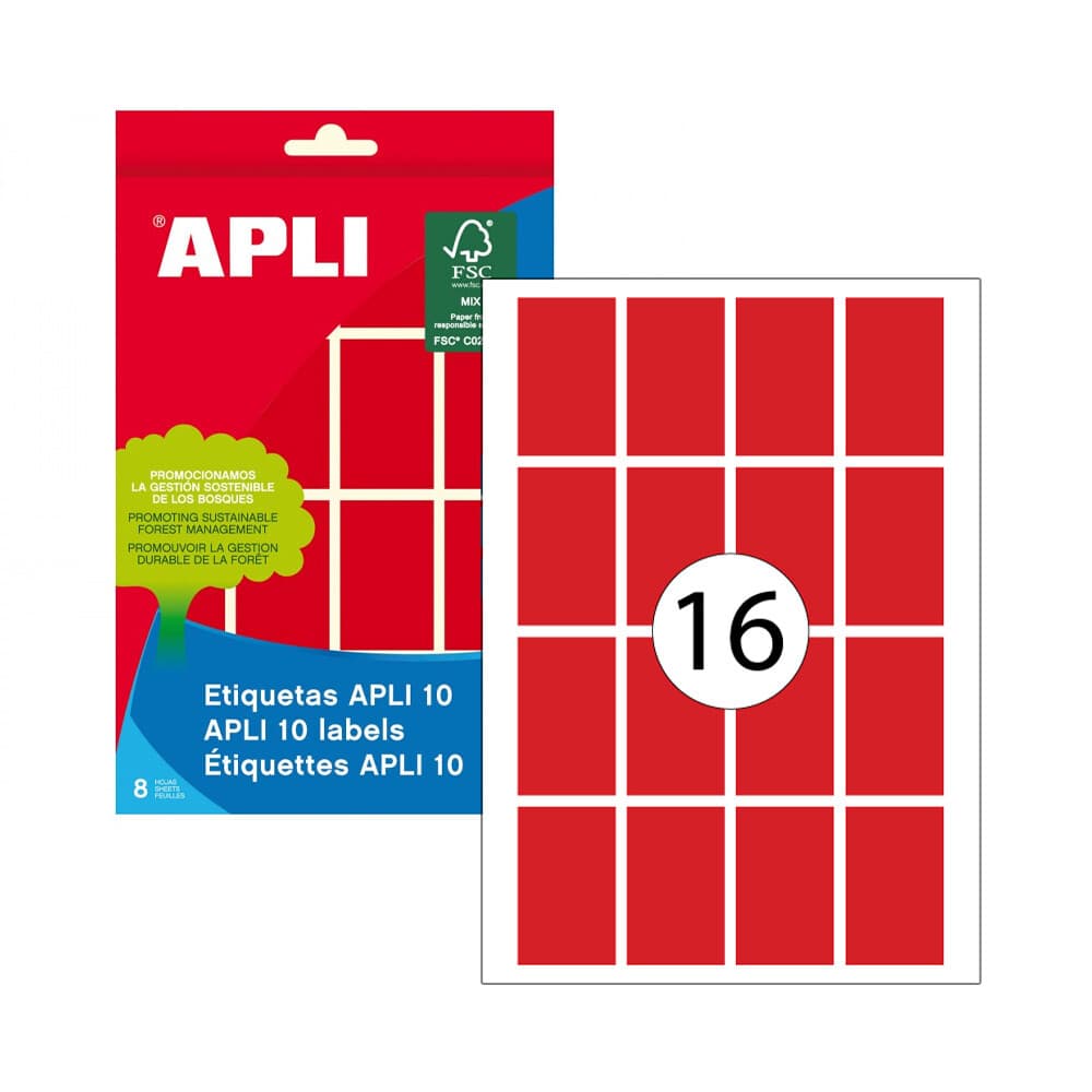 APLI 02756 etiqueta autocolante Rectângulo Permanente Vermelho 128 unidade(s)