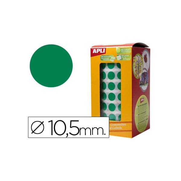 Apli Rolo Etiquetas Adesivas Circulares 10.5mm Verde - 4854