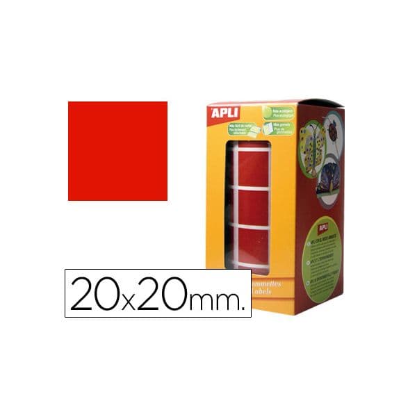 Apli Rolo Etiquetas Adesivas Quadradas 20x20mm Vermelho - 4877