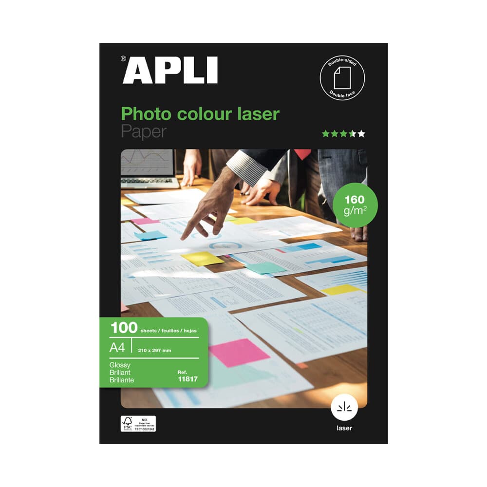 APLI 100 Fls Papel Fotográfico A4 Laser Glossy - 11817