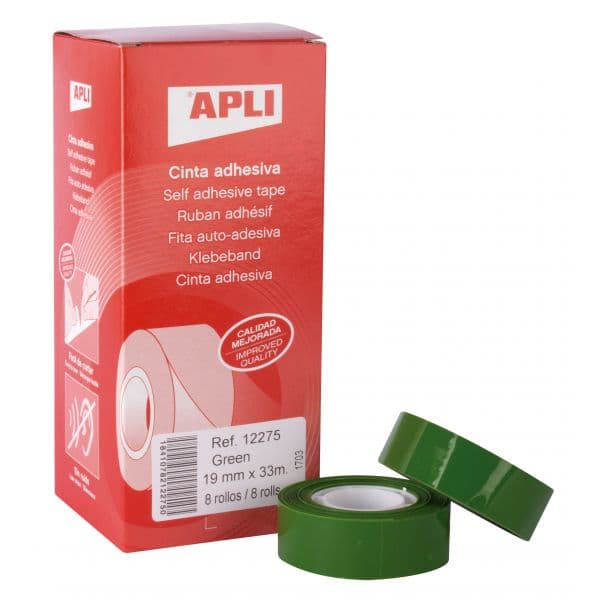 APLI Fita Adesiva Verde 19mm x 33m Resistente Fácil de Cortar 12275