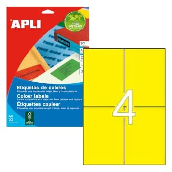 Etiquetas 105×148 Apli 20 Folhas A4 80un Amarelo