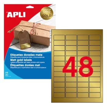 Apli Etiquetas 45,7x21,2mm Dourado 20 Fls A4 960un APL14886