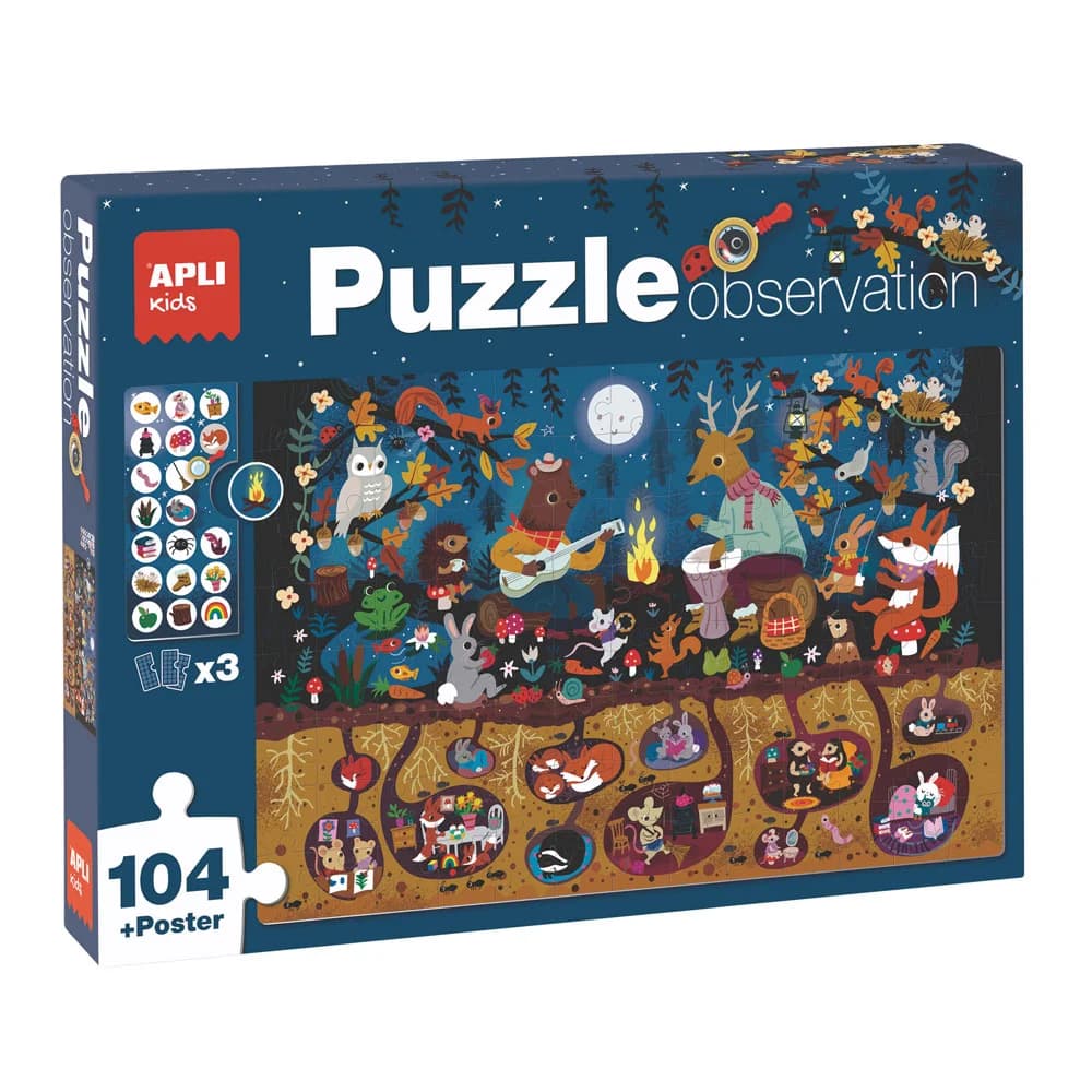 APLI Jogo Educativo Puzzle Observação do Bosque 104 Peças - APL18507