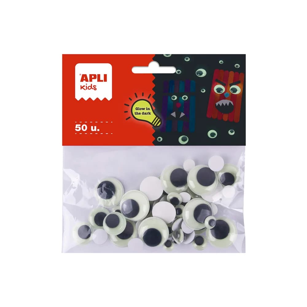 Apli Kids Olhinhos Redondos Autocolantes Brilha no Escuro 50 Unidades