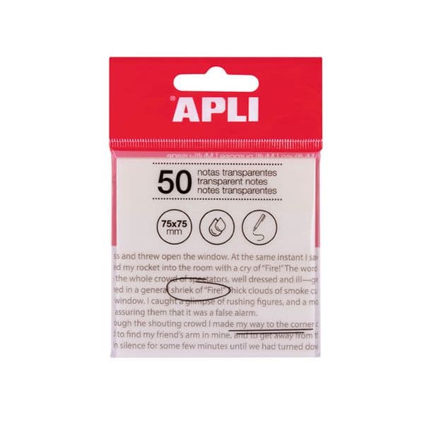 Apli Bloco Notas Aderentes Transparente 75x75mm 50 Folhas (2 unidades)
