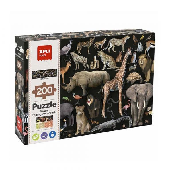 Apli Puzzle Animais Ameaçados Savana 200 Peças Brilha No Escuro - APL19697