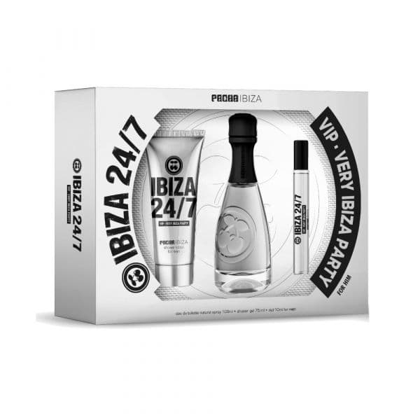 Pacha Ibiza 24/7 Man Eau de Toilette 100ml + Loção Corporal 75ml + Eau de Toilette 10ml Coffret